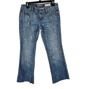 Vintage Gap 1969 Jeans Womens 6 Blue Flared Distressed Extra Low Rise Y2K 00s 04